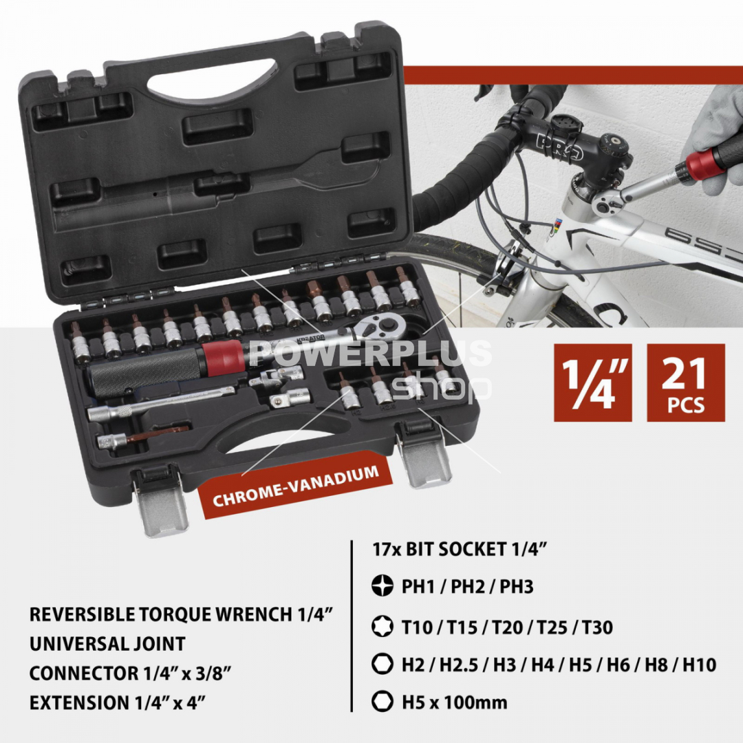 KRT503101 - Momentový klíč SET 21 ks 1/4" 2-20NM