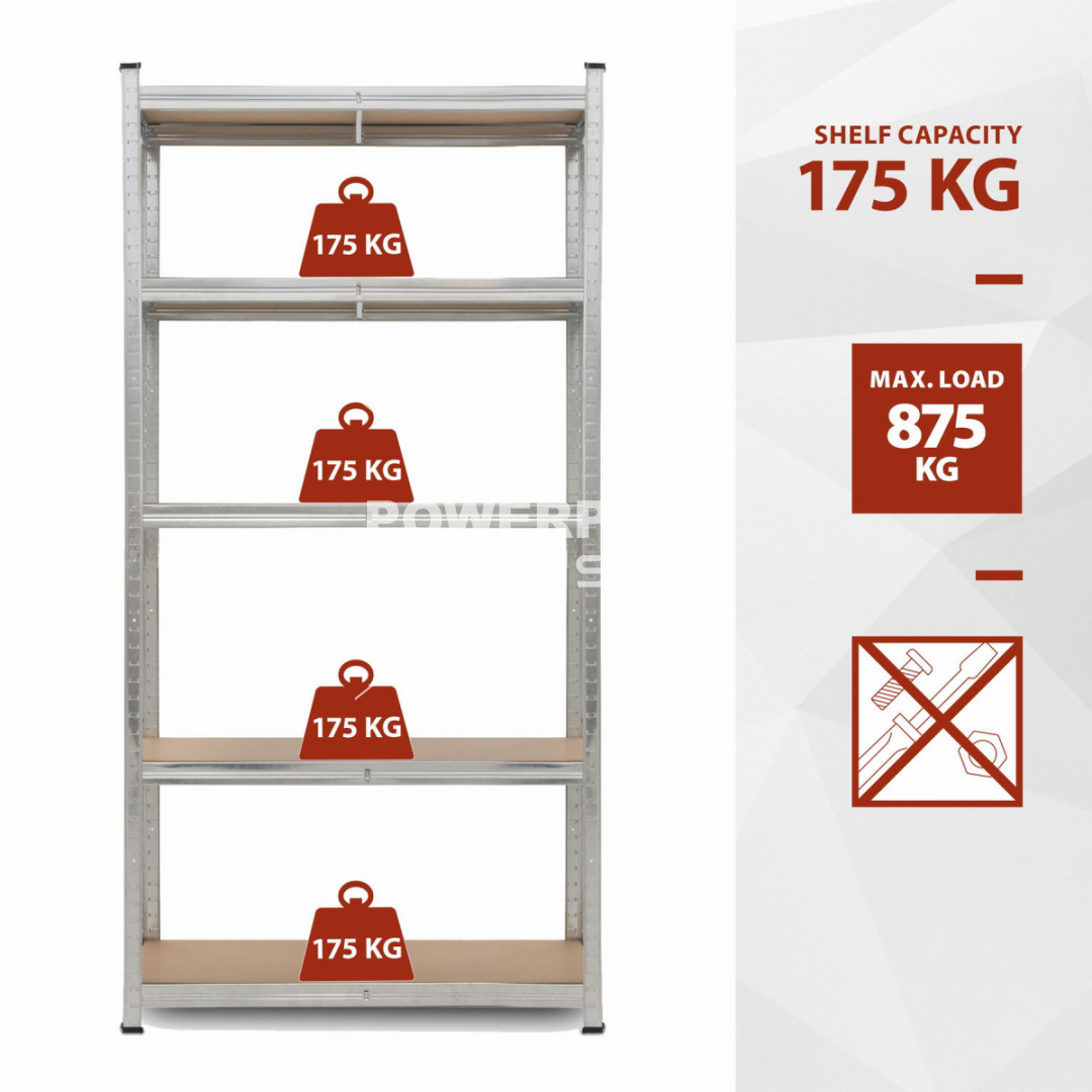 KRT674001 - Kovový regál 180 x 90 x 40cm, 5 polic, 875kg